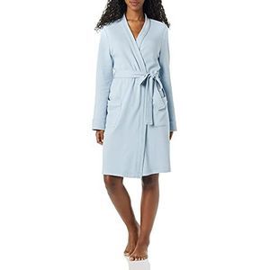 Amazon Essentials Lichtgewicht gewafelde halflange badjas voor dames (verkrijgbaar in grote maten), Dusty Blauw, XL