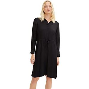 TOM TAILOR Dames Blousejurk met ceintuur 1034556, 14482 - Deep Black, 34