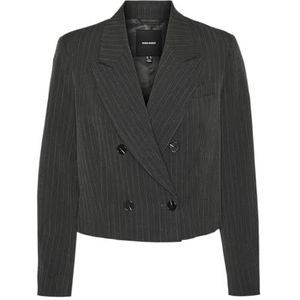VERO MODA Dames Vmsilje Ls Db Short Pinstripe Blazer, Donkergrijs gemêleerd/detail: pinstripe, 38