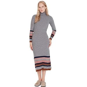 TRENDYOL Klassieke tricot jurk voor dames, antraciet, M, Antraciet, M