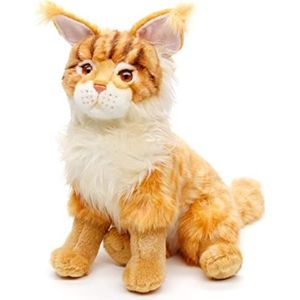 Uni-Toys - Maine-Coon-kat, zittend (bruin) - 30 cm (hoogte) - pluche kat - pluche dier, knuffeldier