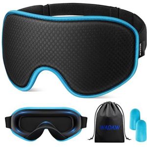 WAOAW Slaapmasker - Zijden Oogmasker Voor Vrouwen en Mannen, 3D Gewogen Bedekking, Verduisterend (Blauw)