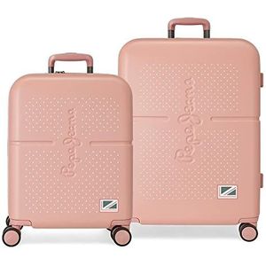 Pepe Jeans Laila Kofferset, roze, 55/70 cm, stijve ABS-sluiting, geïntegreerde TSA-sluiting, 116 l, 7,54 kg, 4 dubbele wielen, handbagage