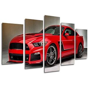 Fotoposter auto Mustang rood Totale grootte: 165 x 62 cm XXL