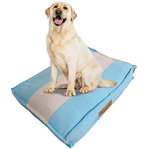 Ellie-Bo kooi 91,4 cm hond of box groot 87 cm x 57 cm gestreept blauw en grijs hondenbed