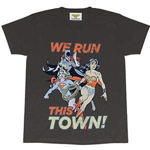 DC Comics Originals Wonder Woman Batgirl Und Super We Run This Town Vriendje fit t-shirt, Vrouwen, S-XXL, Holzkohle, Officiële Koopwaar