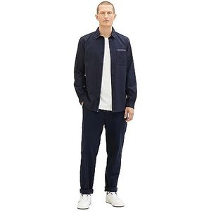 TOM TAILOR Heren Regular Fit Dobby overhemd met borstzak, 32299 - Navy Diamond Structure, M