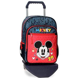 Disney Mickey Get Moving Schoolrugzak met wagen, meerkleurig, 30 x 38 x 12 cm, polyester, 13,68 l, 50 hojas, schoolrugzak met trolley
