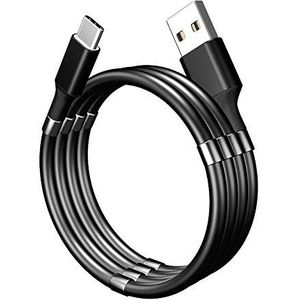 ITAL - Magnetische en oprolbare USB-kabel voor het opladen en synchroniseren van smartphones, compatibel met USB-C, micro-USB en telefoon, model PK01