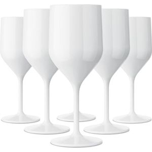 TUNDRA ICE INTERNATIONAL 6 delige set Croisiere 25 cl in polycarbonaat (hard plastic), 100% Italian Design wijnglazen, onbreekbaar, herbruikbaar en vaatwasmachinebestendig glazen, wit