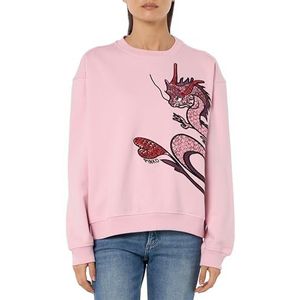 Pinko In sweatshirt met drakenprint met borduurwerk en applicaties, N78_Roze Schattig Paars, XS