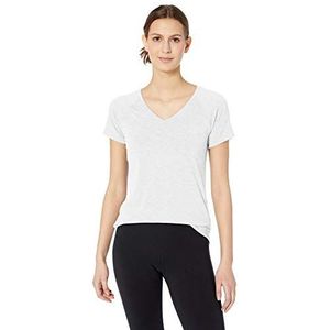 Amazon Essentials Dames Studio lichtgewicht T-shirt met V-hals en korte mouwen en casual pasvorm, Wit, M-L