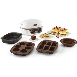 Tefal Cake Factory Smart-taartmachine, apparaat, bakken, broodmachine, muffins, 4 vormen, 5 programma's, compatibel met Crispybake KD802112