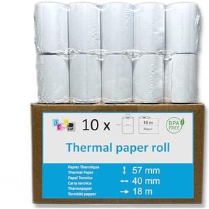 10 rollen thermisch papier tot rollen 57 x 40 mm wit BPA vrij