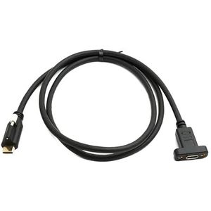System-S USB 3.1 Gen 2 kabel 100 cm type C stekker naar bus enkele schroefadapter in zwart