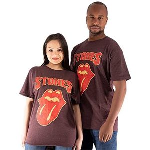 Rolling Stones Het T-shirt Gothic Text Band Logo Officiële Unisex Bruin, Bruin, XL