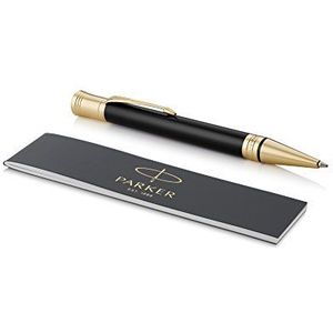 Parker Duofold balpen | Klassiek zwart met gouden rand | Medium Point zwarte inktvulling | Premium geschenkdoos