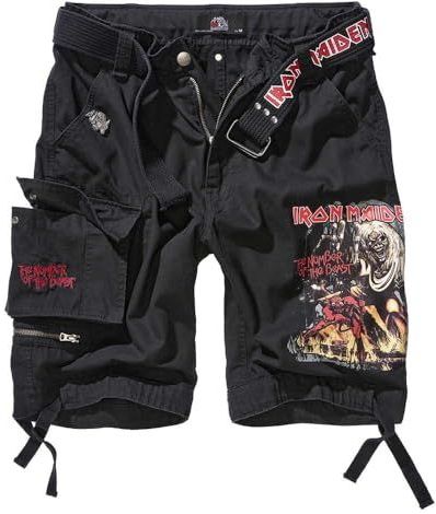 Iron Maiden - Cargoshorts - Zwart - Katoen - Inclusief Bedrukte Riem