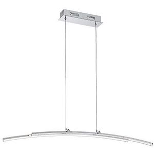 Eglo Pertini Led-hanglamp, 2 lichtpunten, van verchroomd staal, aluminium en transparante kunststof, voor eetkamer en woonkamer
