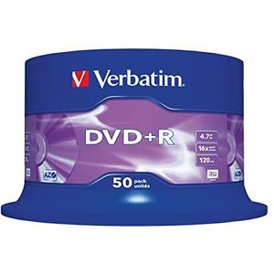 Verbatim - DVD+R - 16x - 50 Stuks - 4,7 GB - Zilver Mat
