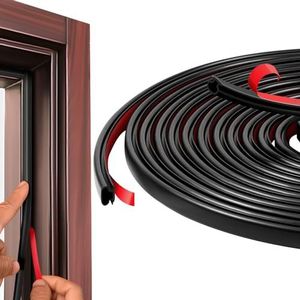 Vinabo Type D Koude geïsoleerde raamdeurafdichting, afdichting voor ingang, zelfklevende koude geïsoleerde tochtstopper van rubber, voor geluidsisolatie deur, weerstrip deurafdichting (6 m, zwart)
