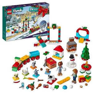 LEGO Friends adventkalender 2023 met 24 Verrassingscadeaus inclusief 8 Dieren Figuren, 2 Poppetjes en Feestelijk Speelgoed, Kerstcadeau om af te tellen voor Meisjes, Jongens, Kinderen 41758