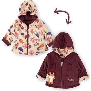 Sigikid Gewatteerde jas voor baby's, meisjes, herfst, bos, omkeerbare jas, beige/rood., 62 cm