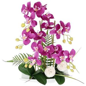 Flair Flower Kunstorchidee in keramische schaal, kunstbloem, kunstorchidee, phalaenopsis met pot, kunstplant, bruiloft, decoratie, vlinder, decoratieve bloem, zijden bloemen, bloemstukken, roze