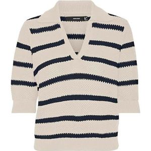 VMAZING 2/4 V-hals Polo Pullover Boo, Birch/Detail:w. Navy Blazer, M