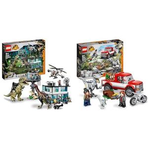 LEGO 76949 Jurassic World Giganotosaurus en Therizinosaurus aanval Set met Dinofiguren en Helikopter & LEGO 76946 Jurassic World Blue & Beta Velociraptorvangst Bouwset, Dinosaurus, Vanaf 6 Jaar