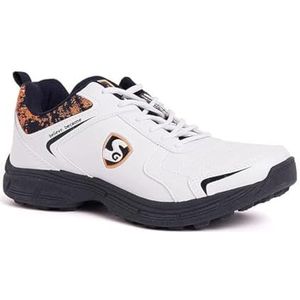 SG Pro Kick Spinner Cricket Shoes | White, Navy & Orange | Size: EU 42, UK 8, US 9 | Material: Mesh | For Boys and Men | Classic and Comfortable | Toe and Heel Protection | Supersoft and Flexibility