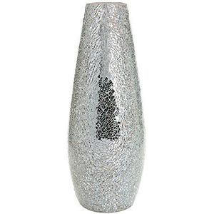 London Boutique Grote Hoge Vaas 18 inch 40 cm Vazen voor Bloemen Handgemaakte Decoratieve Mozaïek Glitter Vaas Sprankelend Glas Cadeau Cadeau Cadeau (Groot Zilver)