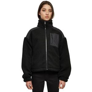 Urban Classics Dames Jas Dames Sherpa Mix Jacket zwart S, zwart, S