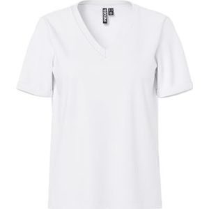 Pieces T-shirt Pcria Ss V-neck Solid Tee Noos Bc 17120455 Bright White Dames