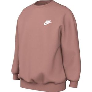 Nike FD2923-618 G NSW Club FLC OVRSZD Crew LBR Sweatshirt Girl's Red Stardust/White maat M
