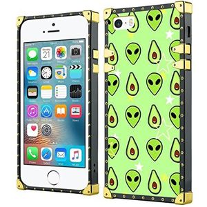 Vierkante telefoonhoes iPhone 7/8/SE2 Alien Gold Corner Bumper beschermhoes voor iPhone 7/8/SE2