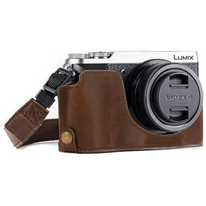 MegaGear Ever Ready Leren Camera Halve Tas met Draagriem en Batterijtoegang voor Panasonic Lumix Dmc-Gx85, Gx80, Donkerbruin