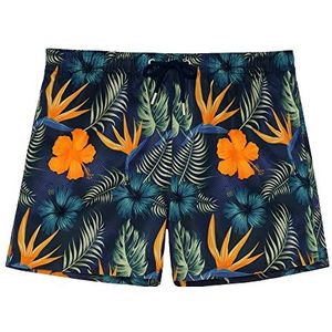 JPING Zwembroek Tiki Board Shorts, Hawaïprint, marineblauw, S Men's, Bedrukte Hawaï-achtergrond, S