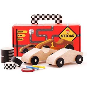 Kipod Toys 44700 Houtauto knutselset, lichtbruin, kleurrijk