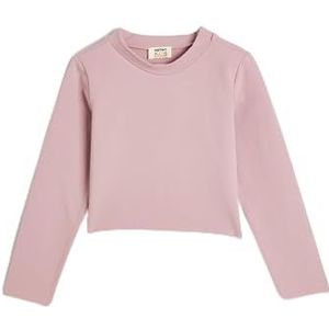 Koton Girls's Basic T-shirt met lange mouwen en ronde hals, paars (355), 5-6 jaar