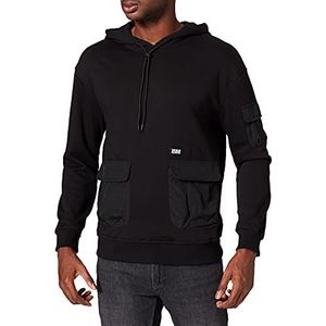 Urban Classics Heren capuchontrui Commuter Hoody met opgestikte zakken, hoodie voor mannen, in 2 kleuren, maten S - XXL, zwart, S