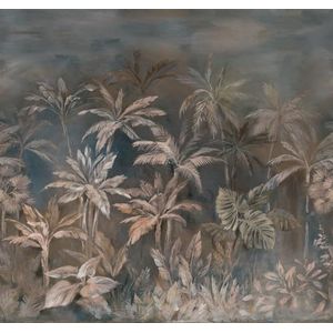 Rasch Behang 364378 - Fotobehang op vlies met palmen in aquarel look in blauw en beige uit de collectie Magicwalls - 3,00 m x 3,18 m (L x B)