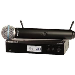 Shure BLX24R/B58 UHF Draadloos microfoonsysteem voor kerk, karaoke, zang - 14 uur batterijduur, 100 m bereik, BETA 58A handheld zangmicrofoon, single-kanaals rack-mount-ontvanger, K3E band