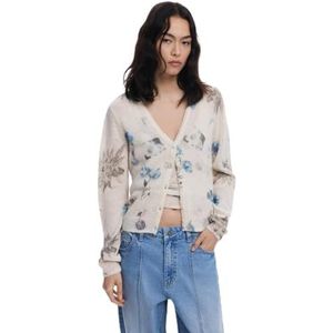 Cardigan - Bloemenprint - Tweedelig - Cropped - Langemouwen - Knoopsluiting