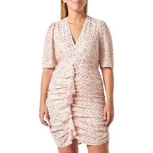 Faina - Jurk - Goud - Bloemenprint - Slanke Pasvorm - Kwartmouw