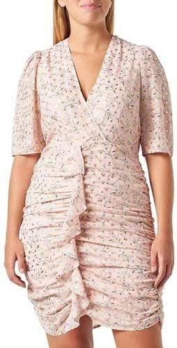 Faina - Jurk - Goud - Bloemenprint - Slanke Pasvorm - Kwartmouw