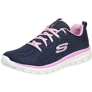 Skechers Graceful Get Connected sneakers voor dames, marineblauwe mesh-roze rand, 38 EU