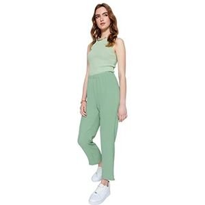 Trendyol Rechte broek met hoge taille voor dames, Groen, 66