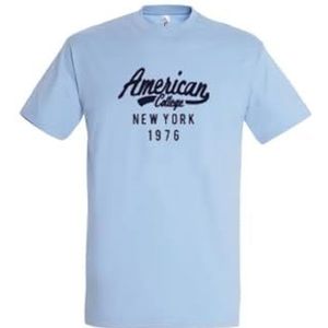 AMERICAN COLLEGE USA Uniseks T-shirt voor jongens en meisjes, blauw, 6 Jaar