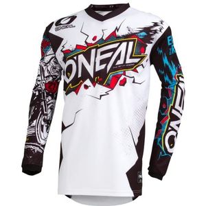 O'NEAL | Jersey | Enduro Motorcycle | Geschikt voor maximale bewegingsvrijheid, Innaaibare elleboogbescherming, ademend materiaal | Jersey Element Villain | Volwassen | Wit | Maat L